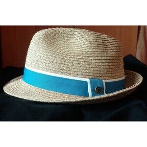 One Fresh Hat Fedora Made of Paper Blue Ribbon Size Large 100% Paper